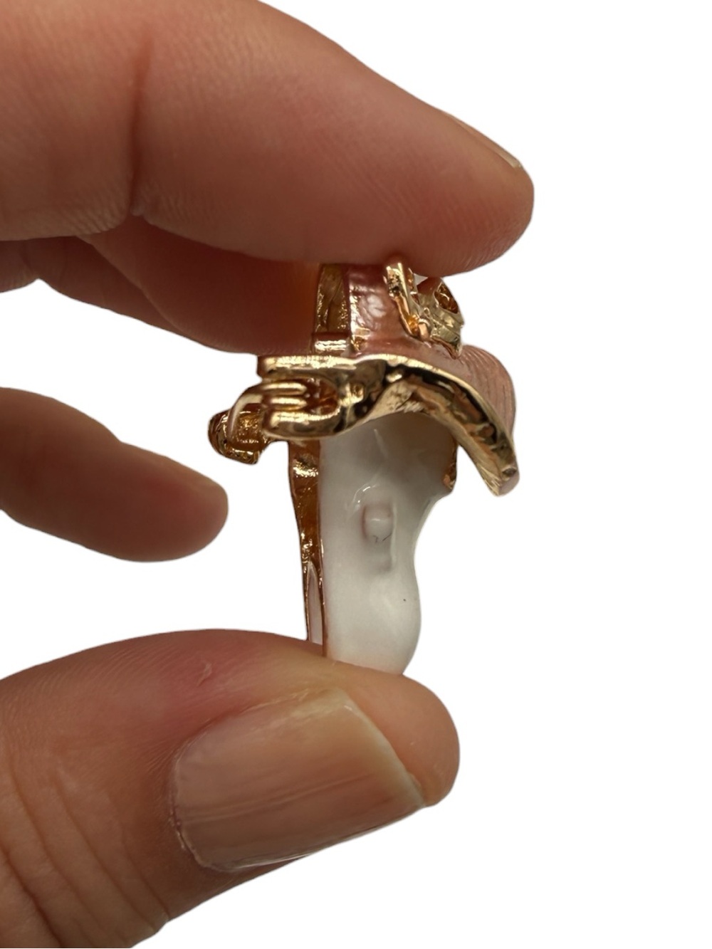 Tooth Brooch/Pin with Pink Hat and Sunglasses on Gold-Tone - Picture 4 of 6